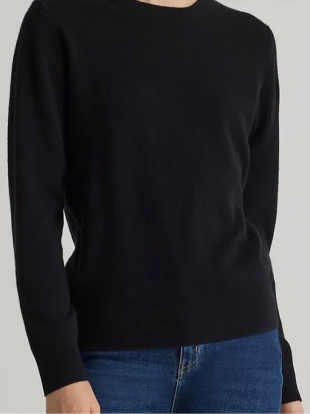 Quince Cashmere Black Crewneck Sweater L